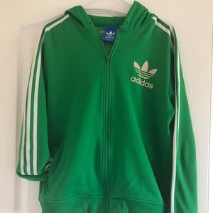 Green Adidas Originals Hooded Track Jacket